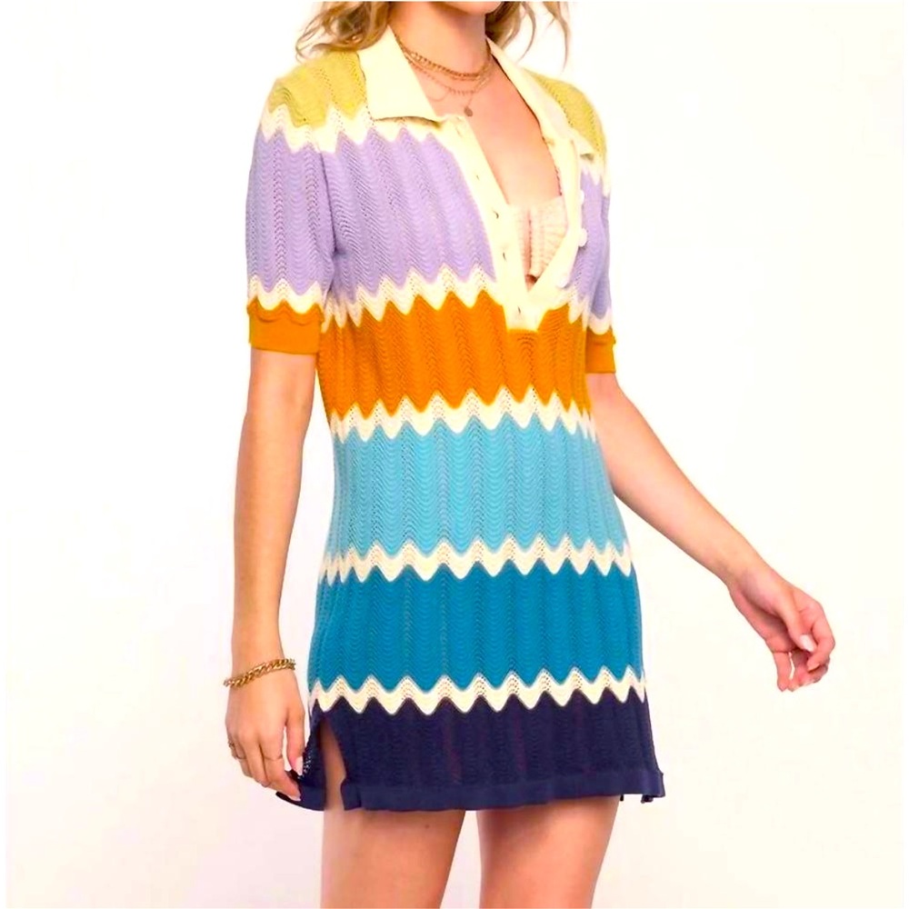 NWT! Heartloom Laurent Cover-Up Dress, Rainbow Crochet, Size Small